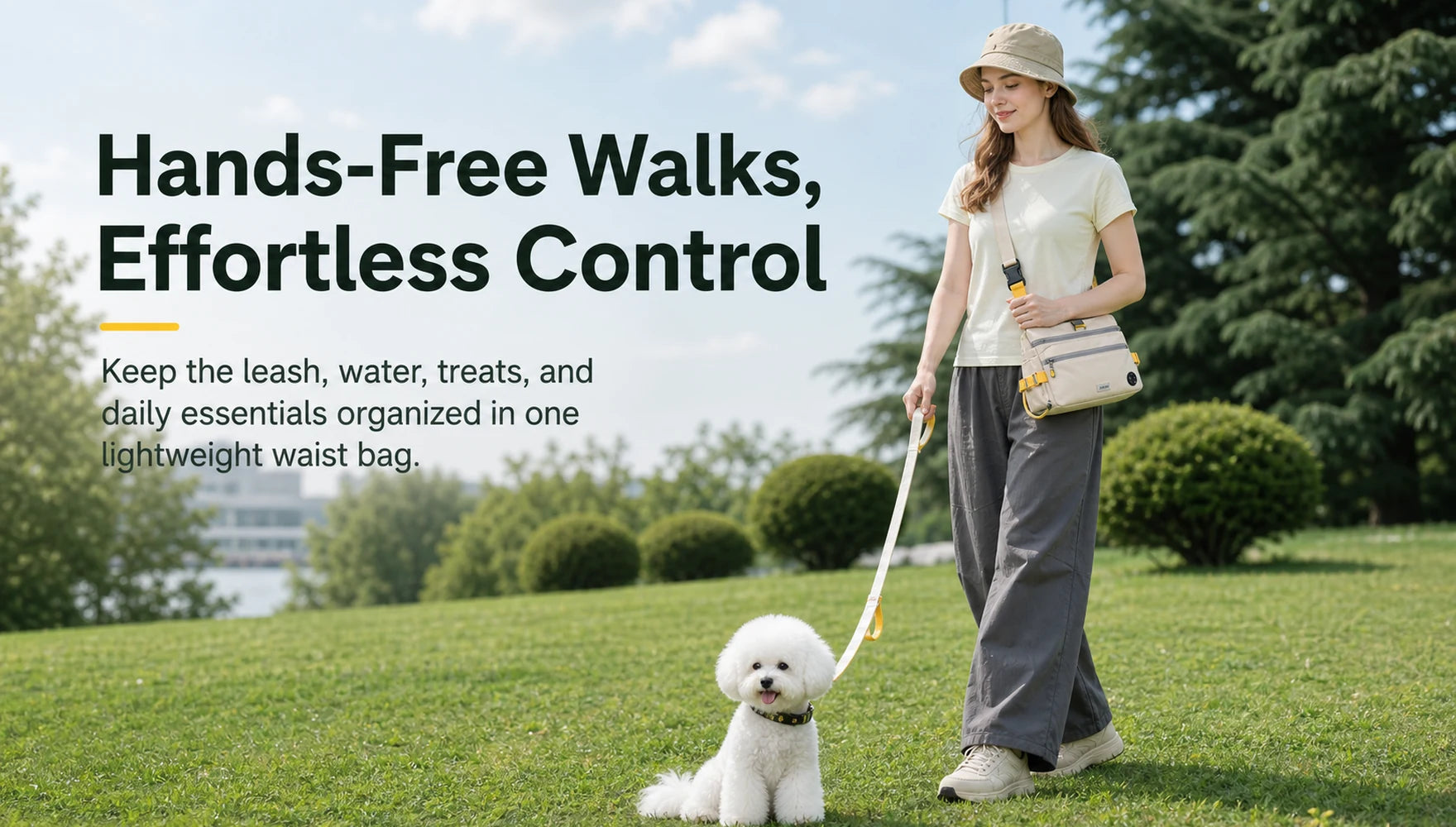 Pawsbetter Leash-Ready Dog Walking Waist Bag, hands-free waist bag with divided storage for dog walks, kv mobile hands free walksslider_item_BmkYpU