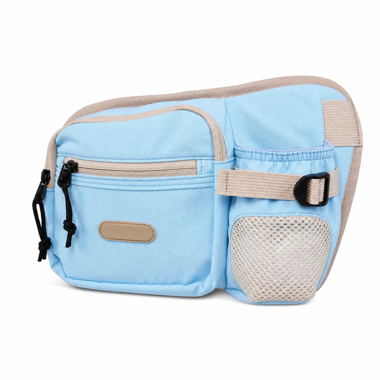 Pawsbetter Leash-Ready Dog Training Waist Bag, lightweight waist bag with bottle holder and divided storage for dog training, blue color product image on white background