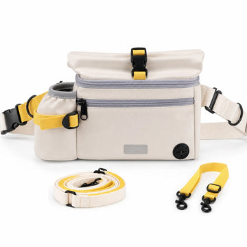 Pawsbetter Leash-Ready Dog Walking Waist Bag, hands-free waist bag with divided storage for dog walks, sku leash ready waist bag kit white bg