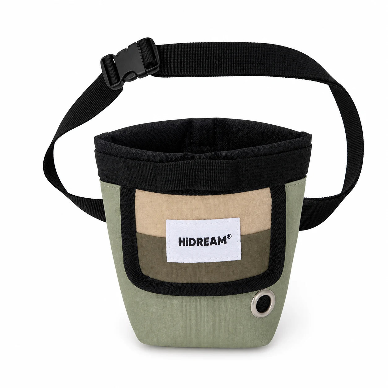 Pawsbetter Compact Dog Training Waist Bag, small treat pouch with quick front opening for dog training, sku olive training waist bag white bg