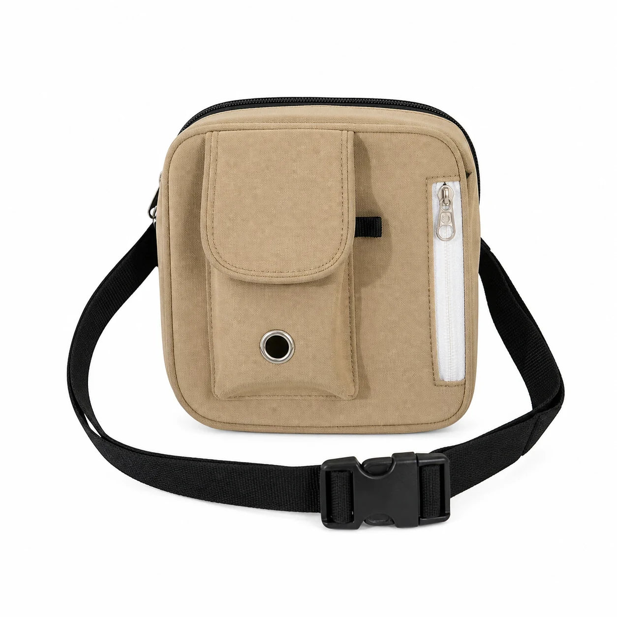 Pawsbetter Multi-Pocket Dog Training Treat Pouch, organized treat pouch with magnetic opening for dog training, sku tan white bg