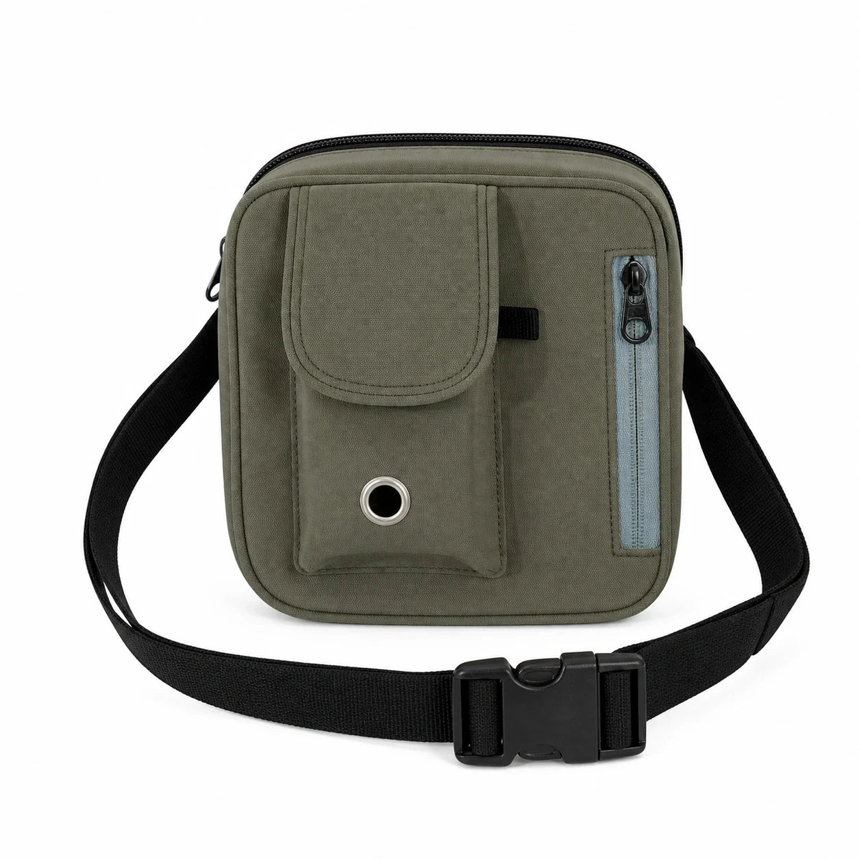Pawsbetter Multi-Pocket Dog Training Treat Pouch, organized treat pouch with magnetic opening for dog training, sku olive white bg