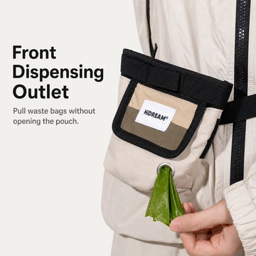 Pawsbetter Compact Dog Training Waist Bag, small treat pouch with quick front opening for dog training, front dispensing outlet feature detail