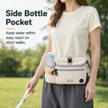 Pawsbetter Leash-Ready Dog Walking Waist Bag, hands-free waist bag with divided storage for dog walks, side bottle pocket feature detail
