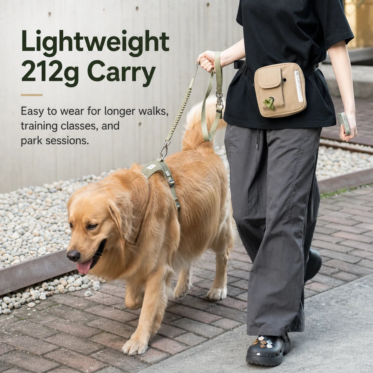 Pawsbetter Multi-Pocket Dog Training Treat Pouch, organized treat pouch with magnetic opening for dog training, lightweight 212g carry feature detail
