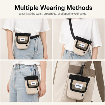 Pawsbetter Compact Dog Training Waist Bag, small treat pouch with quick front opening for dog training, multiple wearing methods feature detail