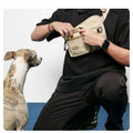 Pawsbetter Leash-Ready Dog Training Waist Bag, lightweight waist bag with bottle holder and divided storage for dog training, lifestyle model treat training