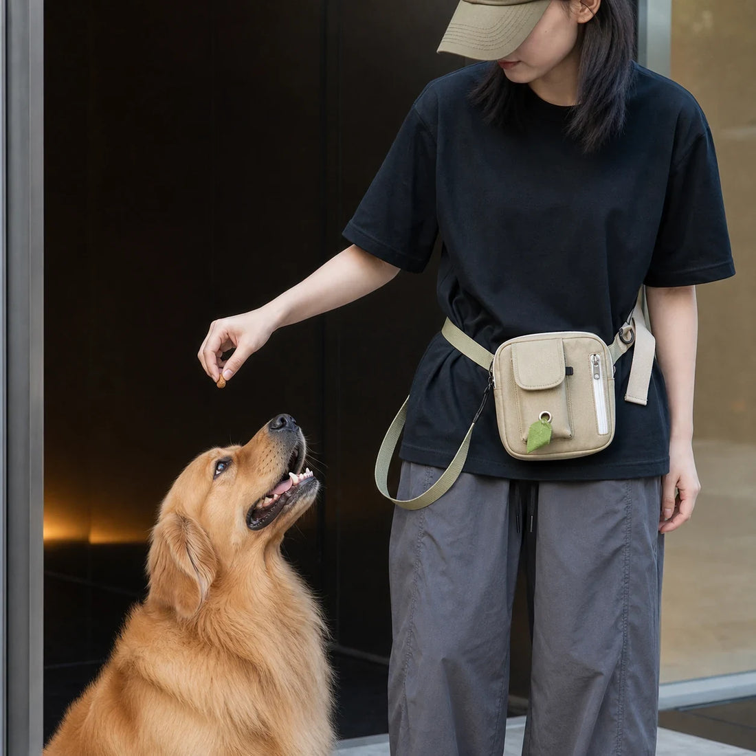 Pawsbetter Multi-Pocket Dog Training Treat Pouch, organized treat pouch with magnetic opening for dog training, reward training close scene