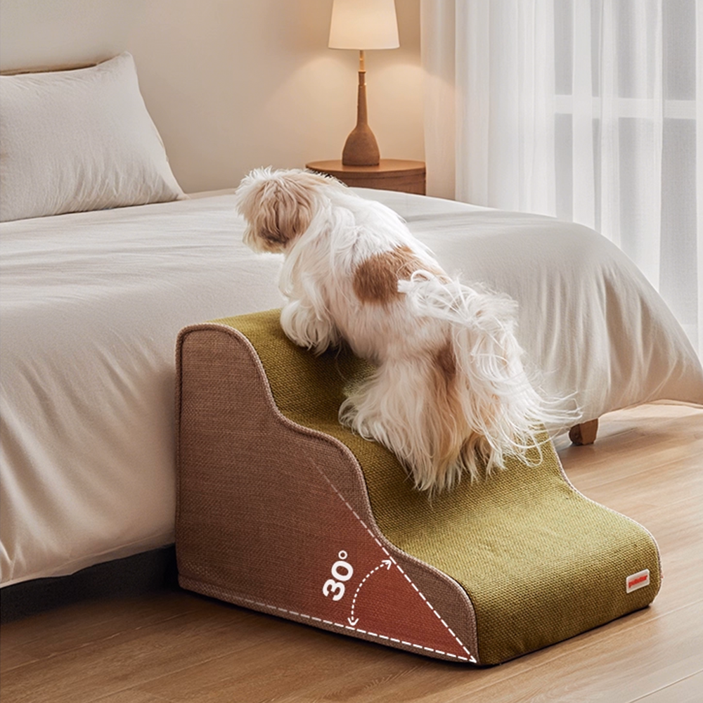 Pawzy Foam Pet Stairs For Bed, Couch Or Window Prefixed Cover - Wide Pawzy Foam Pet Stairs For Bed, Couch Or Window Prefixed Cover - Wide