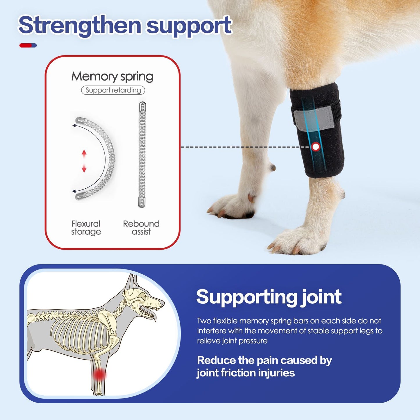 Dog Leg Knee Support Braces with Memory Spring