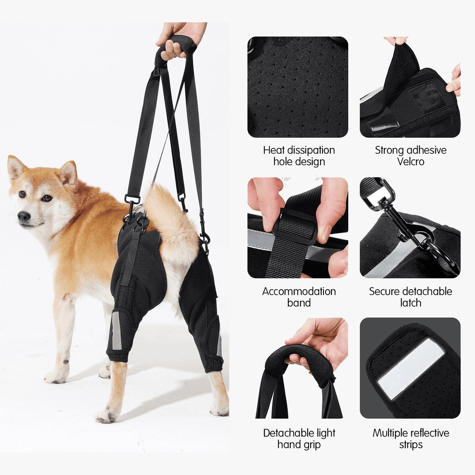 Dog Lift Harness with breathable Velcro