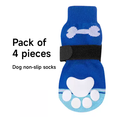 green dog non-slip socks with white paw prints