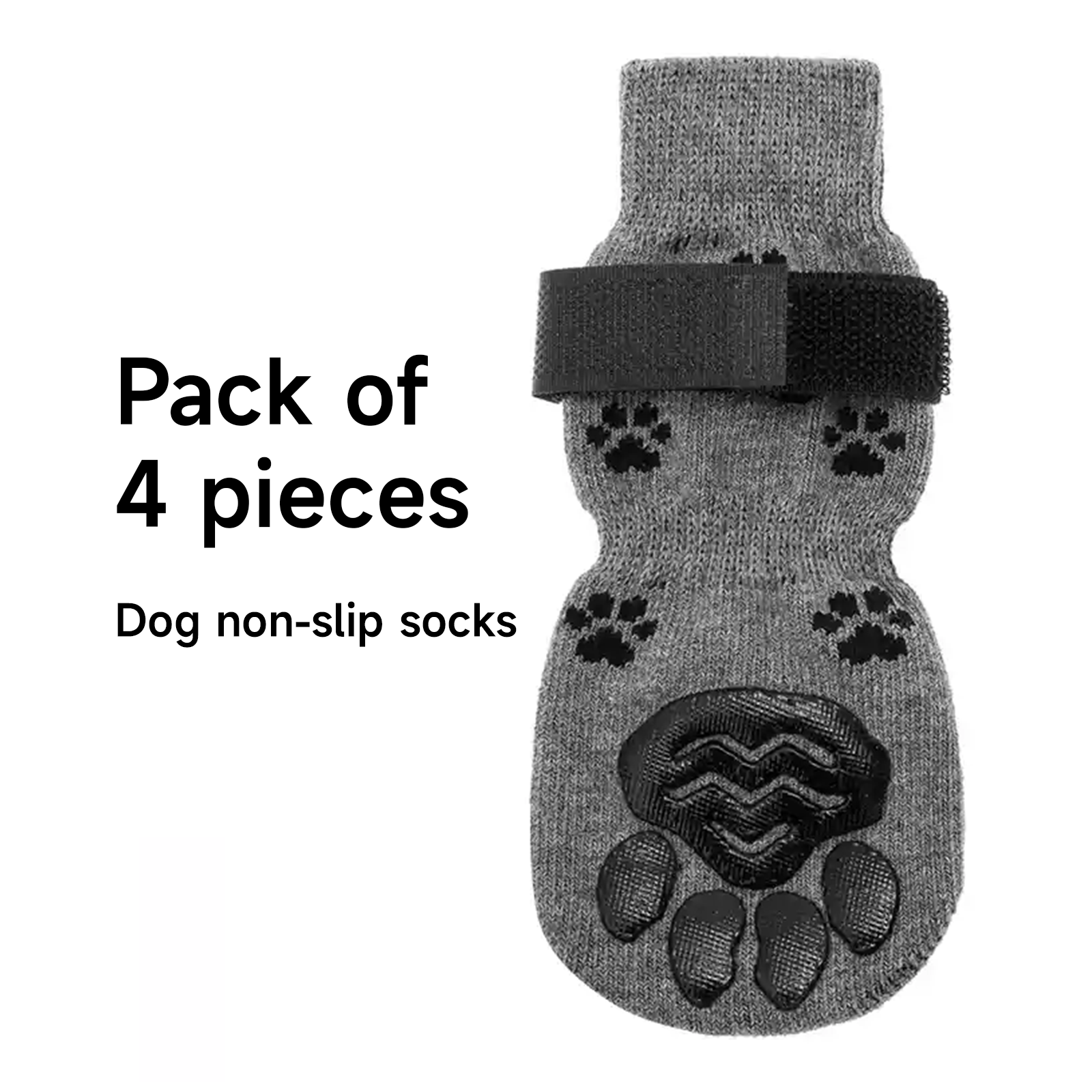 black dog non-slip socks with dog paw prints