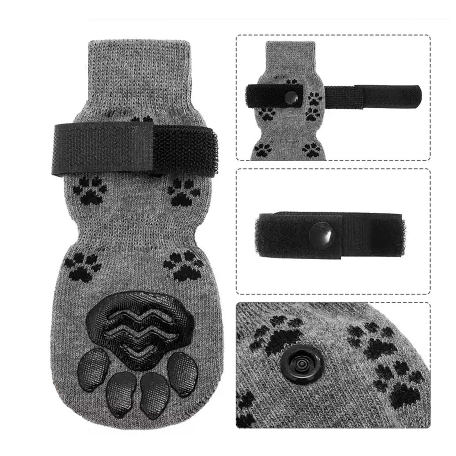 Close-up of black dog non-slip socks