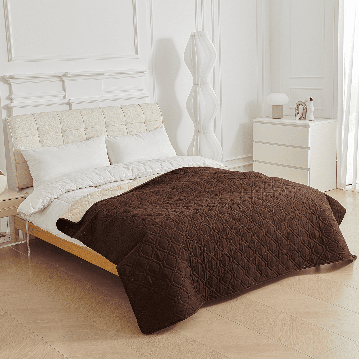 Waterproof Dog Bed Cover Pet Blanket dark brown